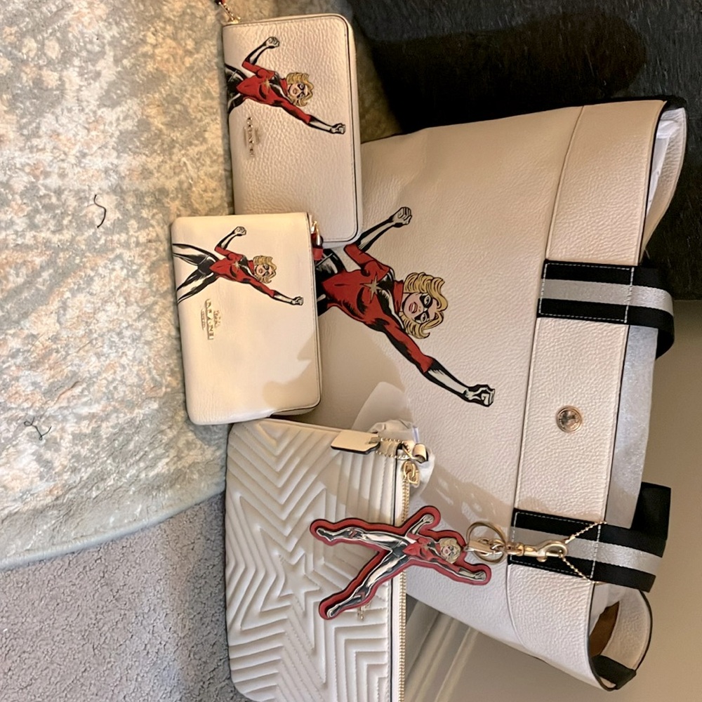 NWT!! RARE 5 piece LE Coach Carol Denvers superhero leather set